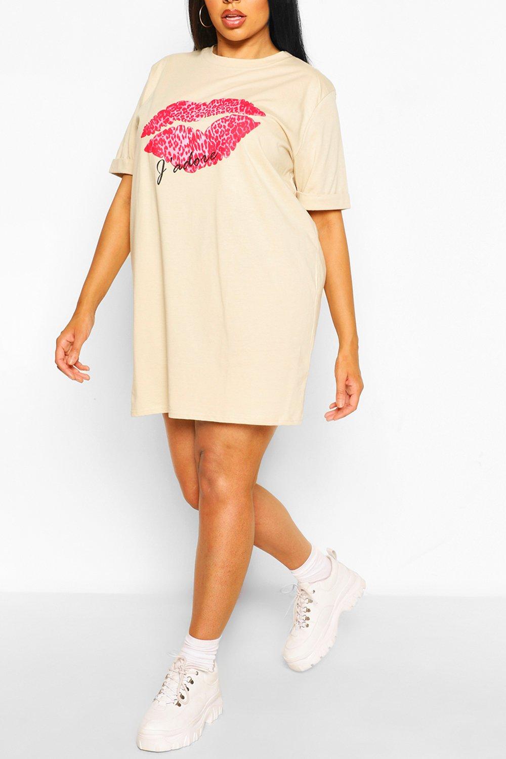Grande taille - Robe t-shirt J'adore ...